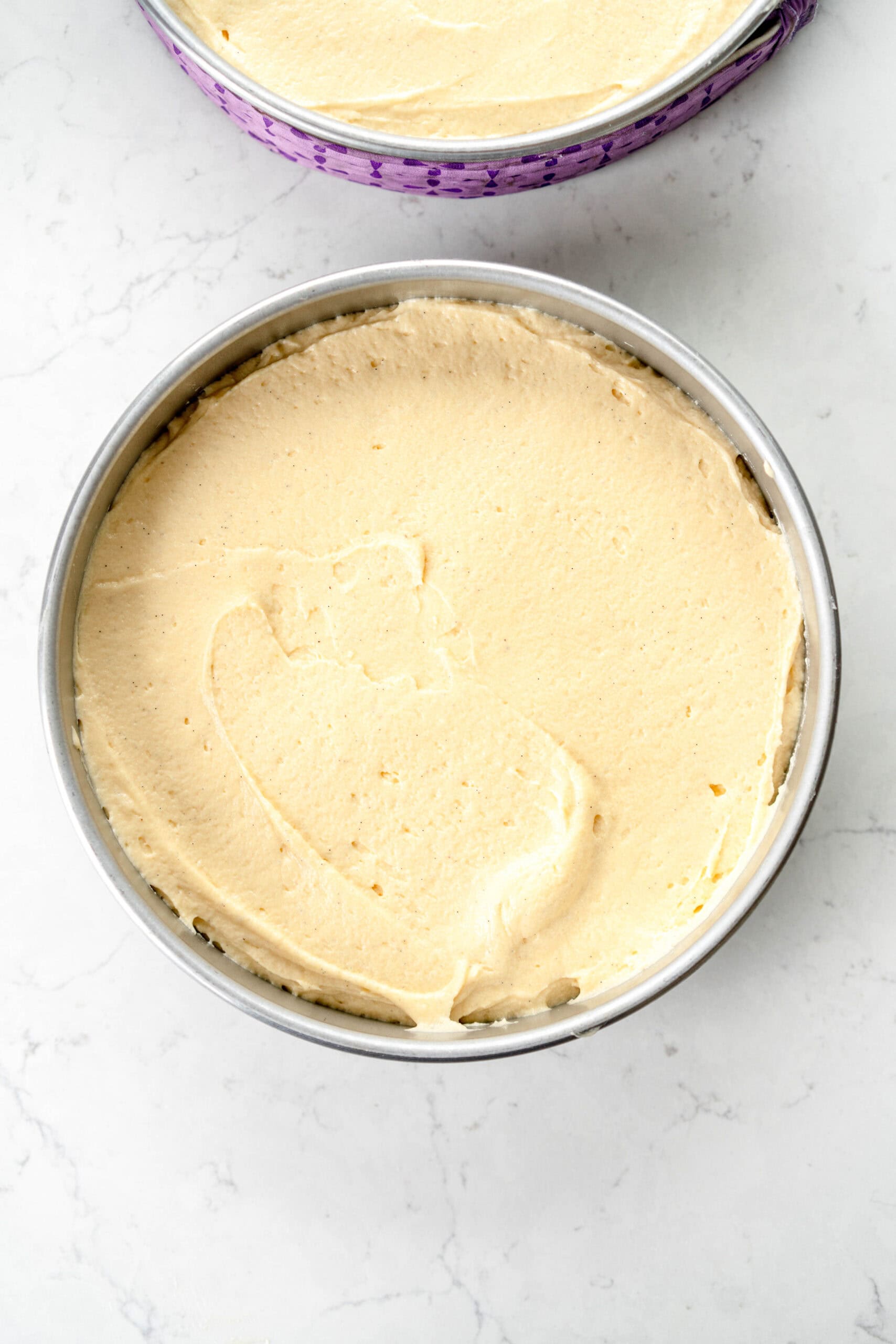 smoothed down cake batter