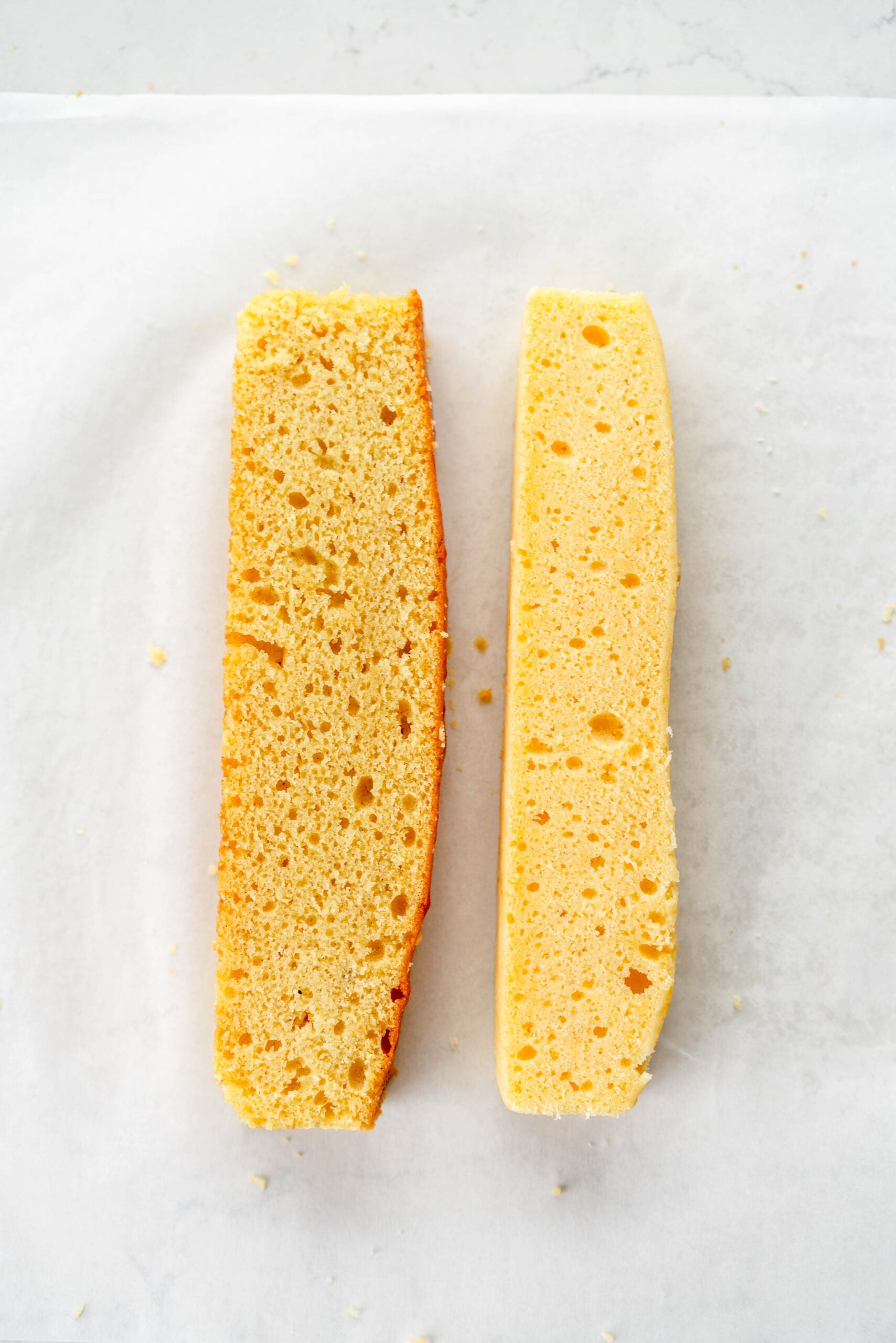 strips of cake with creamed vs reverse