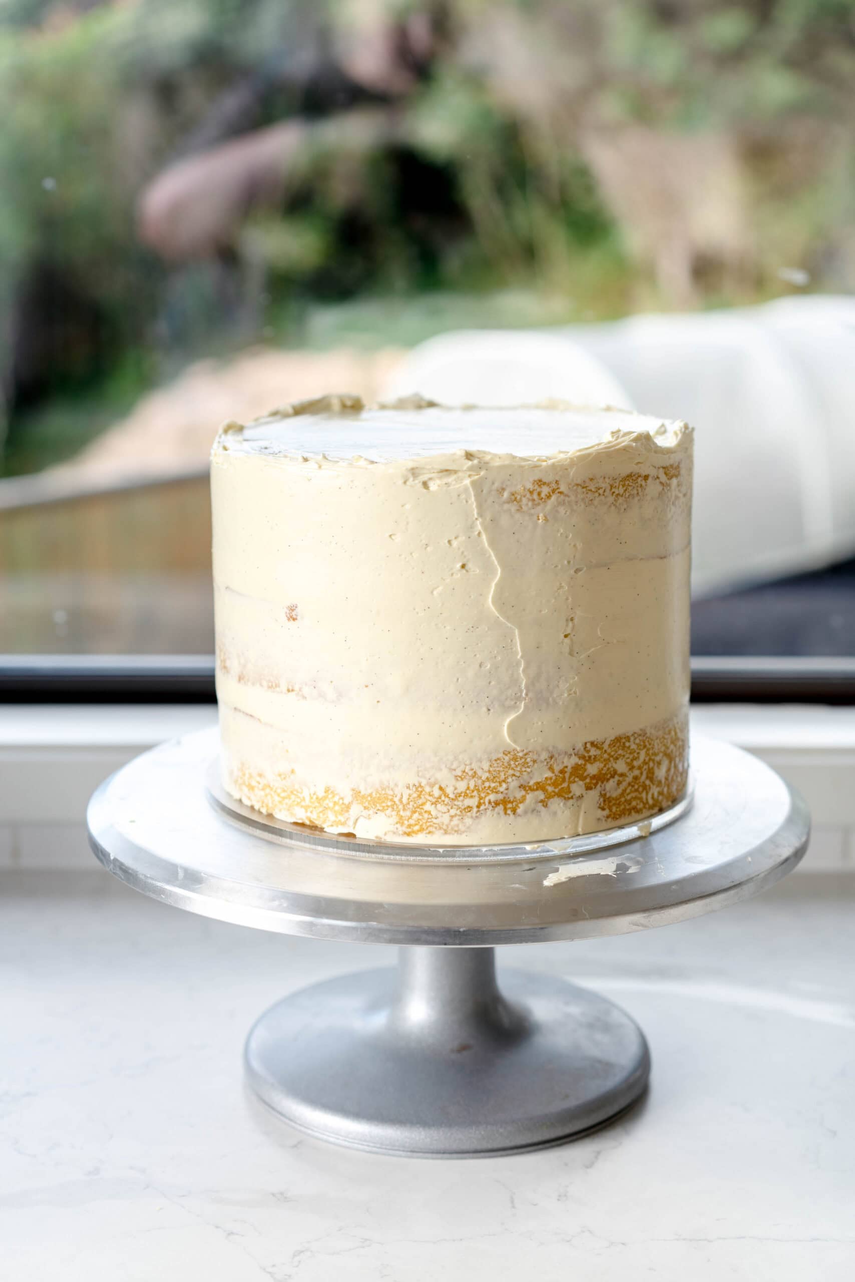 crumb coated cake