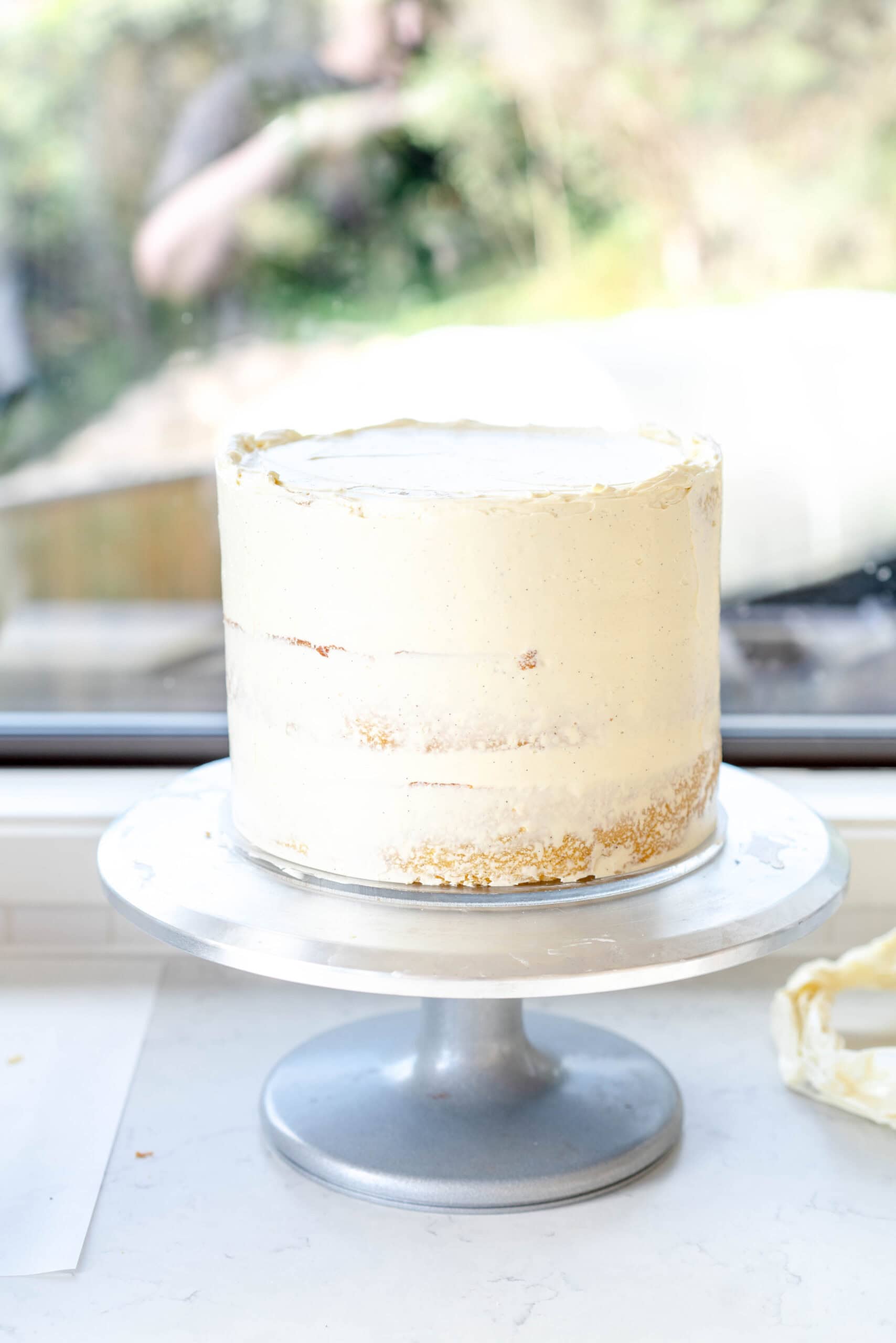 crumb coated cake