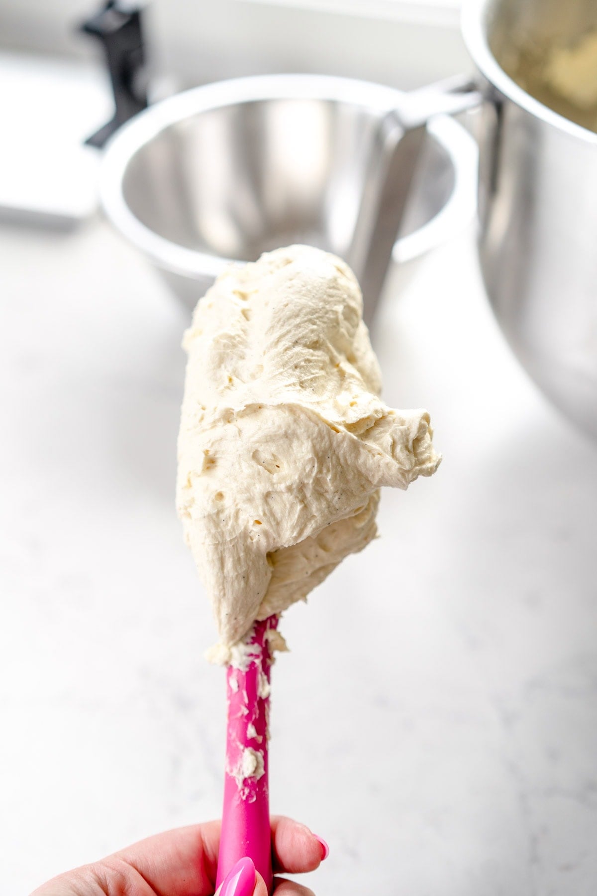 whipped frosting on spatula